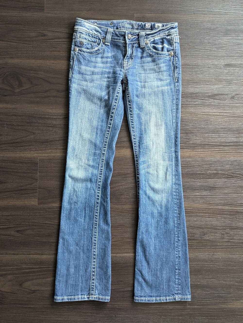 Miss Me Low Rise Bootcut Jeans 28 Goth Y2K Style McBling Embellished